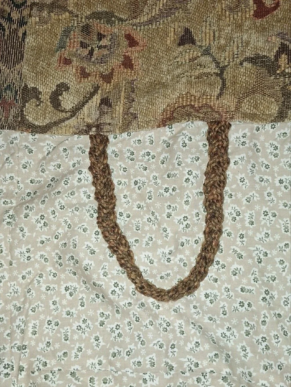 Floral Patchwork Tote Bag in Brown . HANDMADE, solf Feel , Like Sofa Material.